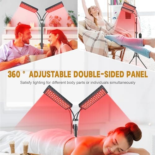 Red Light Therapy for Body, 55W Dual-Headed Infrared Light Therapy Lamp Device with Stand for Face 660nm Red Light & 850nm Near Infrared Light for Skin Joint Care, FSA or HSA Eligible - Thumbnail 4