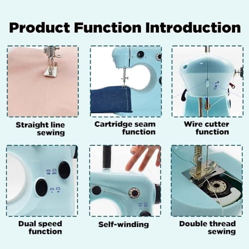 301FRJ Sewing Machine Kits for Home & School | Beginner-Friendly 2-Speed Mini Machine for DIY Crafts, Household Repairs & Fun Skill-Building with Kids & Adults - Thumbnail 6