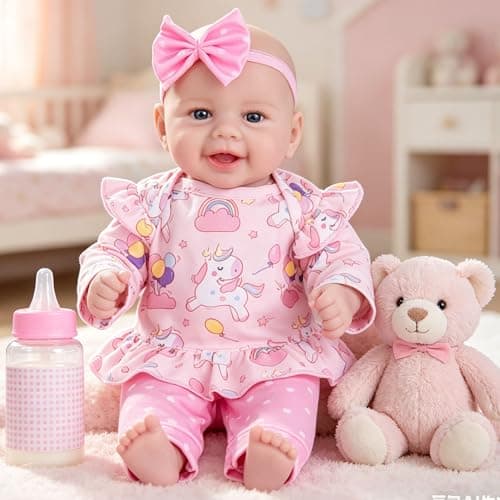 Milidool Baby Doll Girl, 17 inch Realistic Soft Body Reborn Baby Doll Real Life Cute Baby with Accessories for 3+ Year Old Gifts