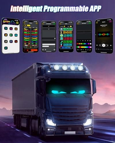Devil Eyes Light for Windshield: 35.4"x7.6" LED Eyes Sign with APP & Remote Control - 5V USB Programmable Digital Lighting Display, LED Lights for Trucks - Thumbnail 6