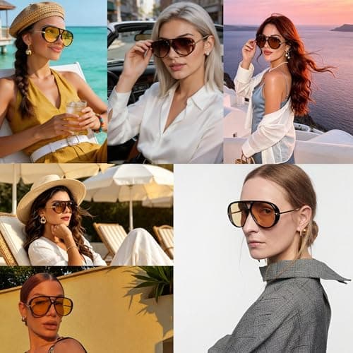 BOBUXLIIN Oversized Womens Aviator Sunglasses Retro Big Large Sunglasses for Women UV Protection Trendy Ladies Shades 2025 - Thumbnail 2