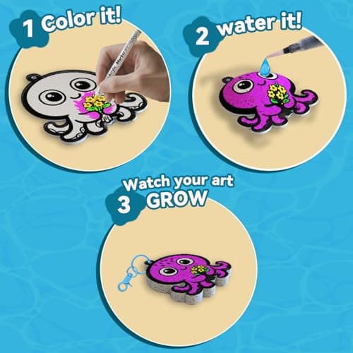 WurLoo 3D Art Kit - Aqua Puffs Ocean Panl, Easter Basket Stuffers, Magic Foam Texture Painting Kit, Mess-Free Craft for Kids, Creative & Travel Toy for Girls & Boys Ages 4-10 - Thumbnail 2