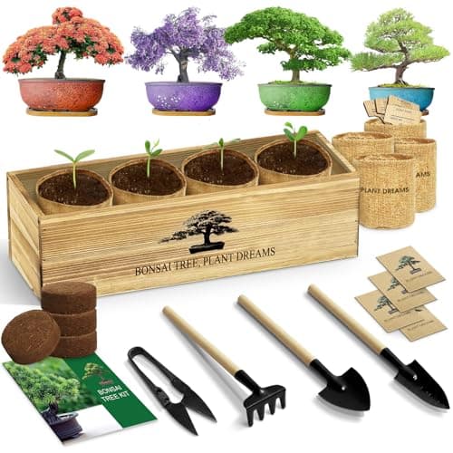 LUOJIBIE Bonsai Tree Kit, Complete Bonzai Tree Starter Kits with Tools, Valentines Day Gifts for Her Him, Unique Christmas Birthday Gardening Gifts for Women Mom Men Grandkids, Crafts Hobby Kits