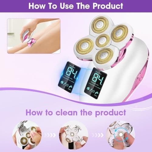 Electric Razors for Women- Waterproof & Travel Lock for 5D Rotary Shaver - Thumbnail 5