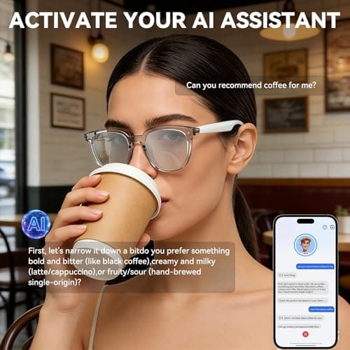 2026 AI Smart Glasses with Bluetooth,Open-Ear Audio Bluetooth Glasses for Women,Real-Time Translation 130+ Languages,AI Meeting Assistant,Gesture Control,9H Battery,35g Lightweight,Daily&Business Use - Thumbnail 4