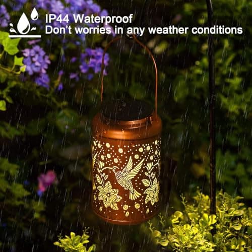 Mothers Day Gifts for Mom Grandma - Birthday Day Gifts for Women, Garden Decor Solar Lantern, Home Docor Solar Lamps, Hummingbird Solar Lights Outdoor Waterproof, Decorations Outside for Yard - Thumbnail 5