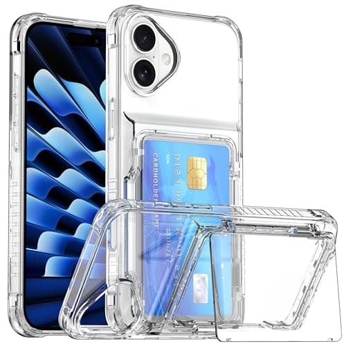 K KAMERIO Designed for iPhone 17 Wallet Case with Card Holder [RFID Protection][3-4 Cards & Cash] Military Grade Drop Shockproof Protective Case for Apple 17, Slim Fit Pocket Friendly,Clear