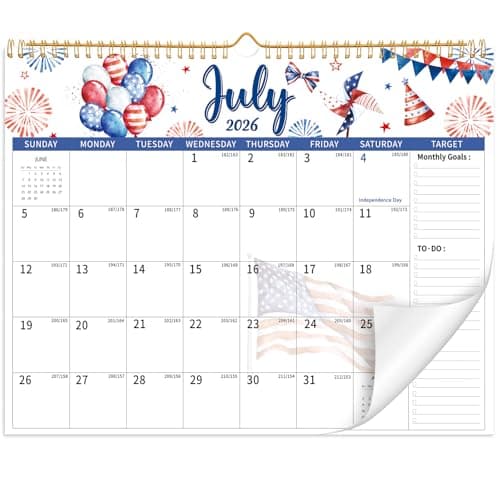 Wall Calendar 2026-2027, 18 Month Large Desk Calendar from July 2026 to December 2027 14.5" x 11.8" Monthly Calendar with Twin-Wire Binding for Home Office Planning Organisers, Watercolor - Image 1