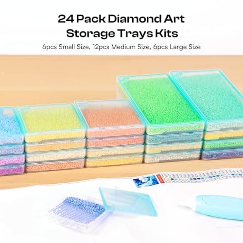 Caydo 24 PCS Diamond Art Storage Trays with Lids, 2-in-1 Diamond Art Accessories for Diamond Arrangement & Storage - Thumbnail 4