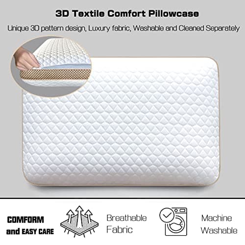 Sofslee Memory Foam Pillows Standard Size Set of 2, Medium Firm Pillow for Sleeping, Orthopedic Bed Pillow for Side, Back Sleepers, Ventilated Gel Foam Pillow with Washable Cover, 23.6" x 15.7"x 5.1" - Thumbnail 5