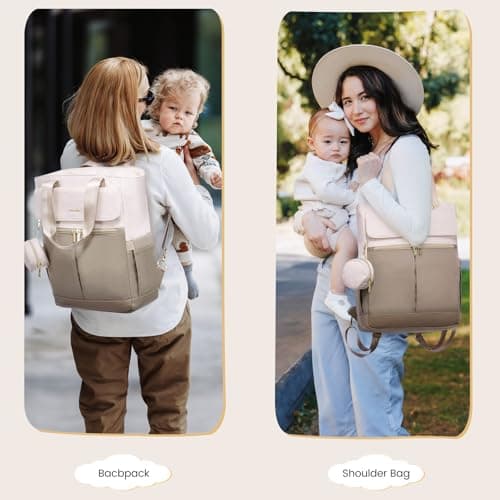 LOVEVOOK Diaper Bag Backpack,Diaper Tote Bag with Insulated Pockets,Bag with Changing Pad,Large Bag with Pacifier Case,15.6 Inch Anti-Theft Laptop Backpack for Women - Thumbnail 2