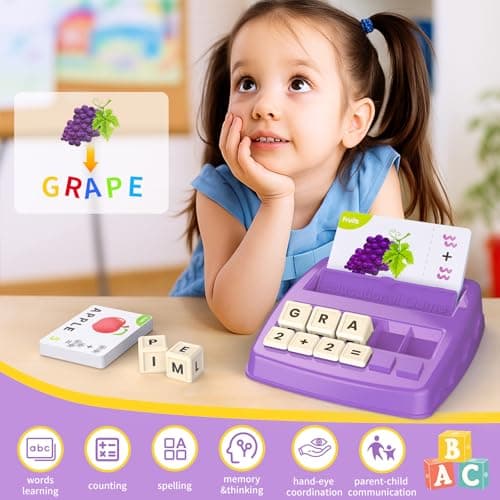 Matching Letter Games for Kids Ages 4-8,Learning & Education Toys for Preschool Boys Girls Spelling/Reading/Math Learning/Word Recognition,Birthday Gifts Educational Toys for Kindergarten Kids, Purple - Thumbnail 4