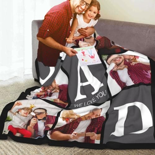 Personalized Gifts for Dad from Daughter Custom Blanket with Picture Father's Day for Husband from Wife Customized Memories Souvenir with Family Photos Soft and Warm - Thumbnail 3