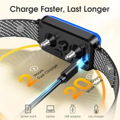 Dog Bark Collar for Large Medium Small Dogs, Effective No-Bark Collar, Smart Barking Collar, Rechargeable Bark Collar with 7 Sensitivity, 3 Modes, Waterproof, SkyBlue - Thumbnail 4