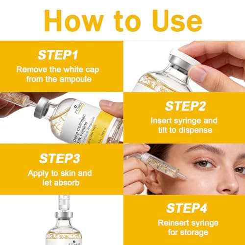 Deep Collagen Silk Peptide Intensive Ampoule with 30 Peptides, ~120 Da Collagen & Panthenol, Hydrating and Firming Serum for Fine Lines, Face & Neck, 1.86 fl oz - Thumbnail 6