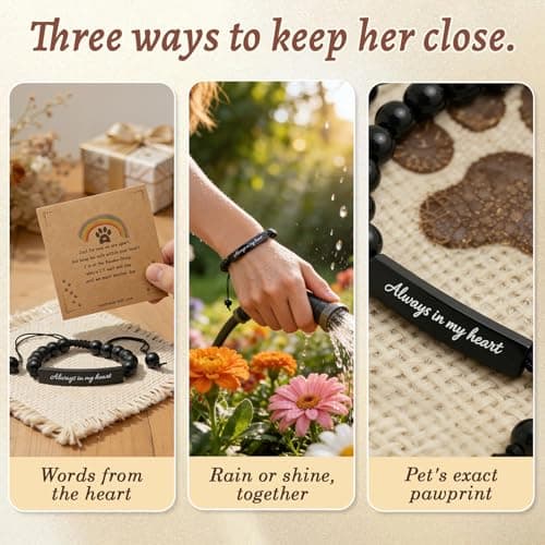 COSOWO Dog Memorial Bracelet – Adjustable Pet Keepsake with Paw & Heart Charm, Sympathy & Remembrance Gift for Dog Loss, Cat & Pet Bereavement, Light Glossy - Thumbnail 2