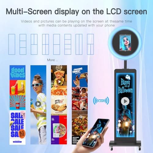 MWE LCD Photo Booth Stand for Any iPad with Software APP and Remote Control, Selfie RGB Ring Light photobooth Machine,for Parties, Wedding (Black, Flight Case) - Thumbnail 4