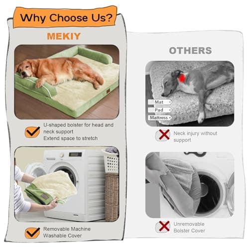 Large Dog Bed Orthopedic Washable - Removable Waterproof Cover Bed Pet - XXXL Large Big Dogs - Memory Foam - Couch Sofa with Removable Bolster - Grass Green Dog Bed - Thumbnail 4