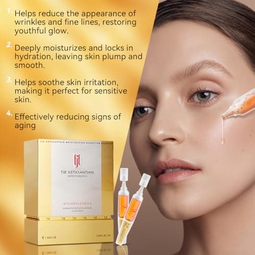 Astaxanthin Serum Ampoules for Face, 0.05 Fl Oz x 28, Hyaluronic Acid and Niacinamide Hydrating Facial Serum, Brightening Anti Aging Skincare for Dry Dull Skin - Thumbnail 5