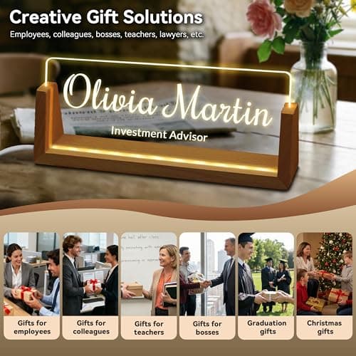 Custom Name Plate for Desk, Custom Elegant Personalized Light Up Acrylic Name Plate, Stylish Office Decor for Men and Women, Perfect Gift for Bosses, Coworkers, and Teachers. - Thumbnail 4