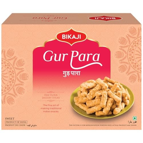 Bikaji Gur Para 14.11 oz (400g), Traditional Indian Sweet Snack, Crispy Fried Wheat Bites with Jaggery, Desi Meetha Namkeen, Classic Tea Time & Festive Munchies - Image 1