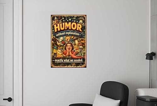 Humor Without Explanation Metal Tin Sign Funny Retro Wall Decor UFO Alien Sasquatch Dogo Pizza Skeleton Lava Lamp 8x12 Inch Iron Art Plaque Vintage Humor Poster - Thumbnail 4