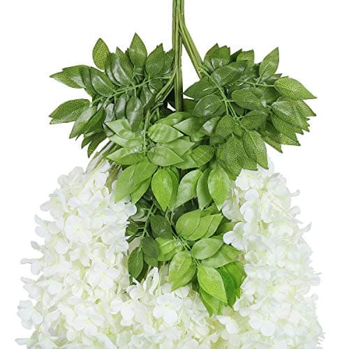 U'Artlines 24 Pack (Total 86.4 Feet) Artificial Fake Wisteria Vine Rattan Hanging Garland Silk Flowers String Home Party Wedding Decor (24, White) - Thumbnail 4