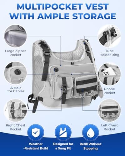 Running Vest for Women Men, Hydration Water Backpack with Adjustable Straps, Lightweight & Breathable Design, Reflective Chest Pack with 2L Water Bladder, Ideal for Running, Hiking and Cycling, Grey - Thumbnail 2