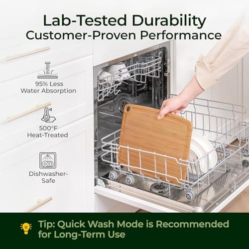 Keechee Dishwasher Safe Bamboo Cutting Boards 15.4x11.7in Heat-Resistant Chopping & Charcuterie Board with Juice Groove, Durable Lightweight Kitchen Essentials for Meat, Vegetables, Easy Clean - Thumbnail 2