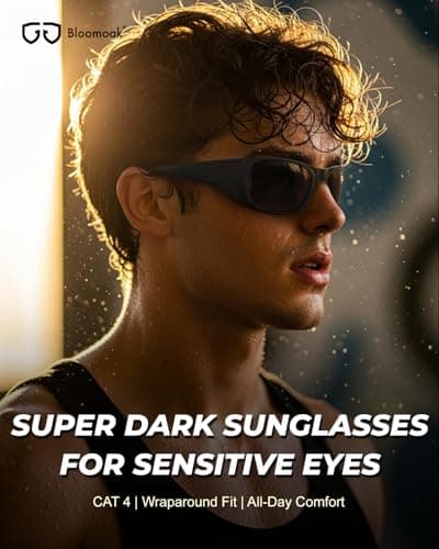 Bloomoak CAT 4 Super Dark Sunglasses | UV 400 | For Photophobia & Eye OPS & Light Sensitivity | Wraparound with Side Protection for Men & Women - Thumbnail 2