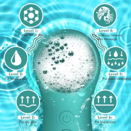 LZP Face Scrubber Facial Cleansing Brush Silicone Face Scrubber Exfoliator for Men & Women, Rechargeable Electric Facial Brushes for Cleaning and Exfoliating, Waterproof Face Scrub Brush - Thumbnail 3