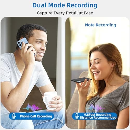 E EAZEYAI AI Voice Recorder, Note Voice Recorder Accuracy Transcribe Smart Summarize & Simultaneous Translation, Support 140 Languages, App Control, AI Audio Recorder for Calls, Meetings, Lectures - Thumbnail 5