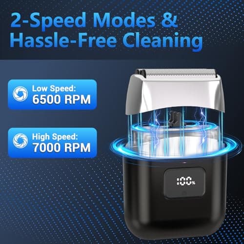 YOXSPD Electric Foil Shavers for Men: Mini Electric Razor with 3 Floating Blades, LED Display, Dual Speed - IPX7 Waterproof Wet/Dry Cordless Razor, USB Fast Charging, Travel Lock (Black) - Thumbnail 6