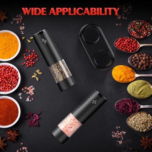 Electric Salt and Pepper Grinder Set Automatic Battery Pepper Mill Shakers Adjustable Coarseness Upgraded Larger Capacity with Led Home and Kitchen Appliances Birthday Gifts for Women Mom - Thumbnail 6
