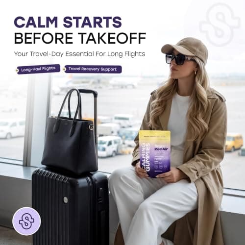 Calming Gummies for Travel | Jet Lag Relief & Remedy Gummies | Airplane Travel Essentials | Long Flight Must Haves | GABA, L-Theanine, Ashwagandha, Lemon Balm & Magnesium | Sugar Free, 30 Count - Thumbnail 4