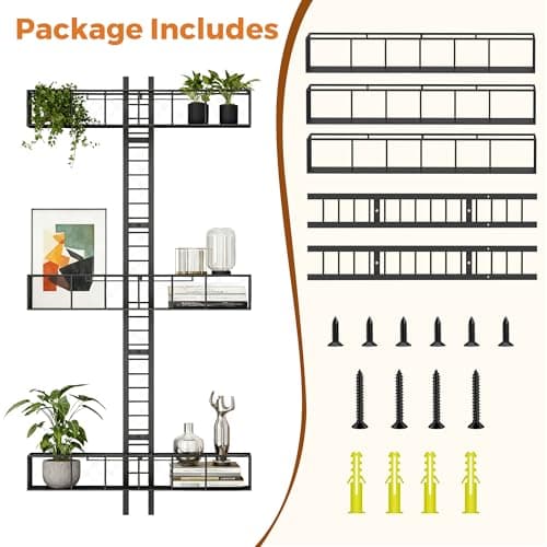BeardBullet Adjustable Fire Escape Wall Shelf, Modern Style New York Vertical Ladder Shelf, Metal Decorative Trinket Display Floating Shelf for Bedroom, Living Room & Home Decor (3-Tier) - Thumbnail 3