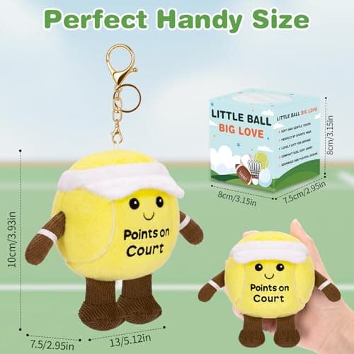 Dalycro Tennis Ball Plush Keychain for Backpack, Cute Tennis Ball Gift for Coach Sports Fans Lover Women Men (Yellow) - Thumbnail 2