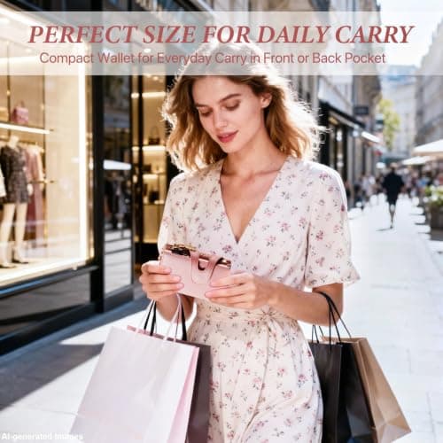 furid Small Card Wallet Women: Rfid Leather Smart Pop Up Wallets - Ladies Mini Cute Card Holder Slim with with Zipper Coin Pocket - Gifts for Wife on Valentine's Day Anniversary Birthday - Thumbnail 4