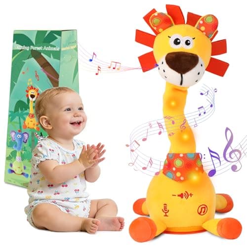 LLUKEME Dancing Talking Lion Toy, Stuffed Animal Baby Toy Repeating What You Say, Easter Toys for Kids Glowing Musical Electronic Lion with Fluffy Mane Gifts for Toddlers 1-3 Years Old