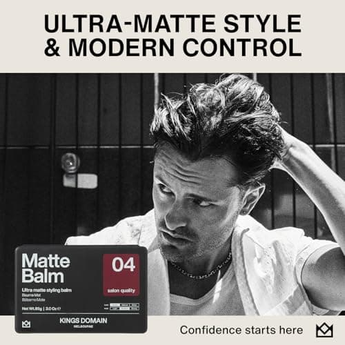 Kings Domain Melbourne Matte Balm | Ultra Matte Hair Paste for Men | Medium Hold Styling Balm | Smooth Frizz-Free Control | 3oz Salon Quality - Thumbnail 2