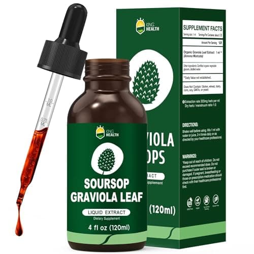 Organic Soursop Graviola Leaf Extract Liquid Drops | Soursop Bitters Liquid | GMP Certified | Vegan, Non-GMO, Gluten Free | Immune Support | 4 Fl Oz