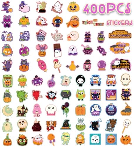 HSHFAMIIY Halloween Stickers - Halloween Party Favors - 40 Sheets 400Pcs Crafts Stickers for Kids - Kids Decorations Party Supplies Games Sticker for Boys Girls - Thumbnail 2