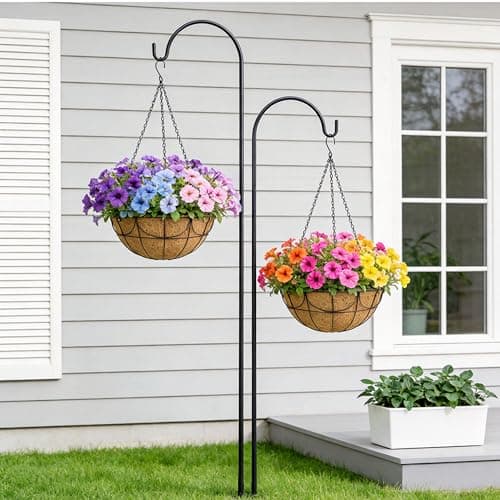 EINYEXW 12 Inch 3 Pack Hanging Baskets Planters for Outdoor Plants - Wire Hanging Baskets Plant for Plants Outdoor with Coco Liners Minimalist Metal Hanging Pots for Outside Garden Patio Porch Decor - Thumbnail 5