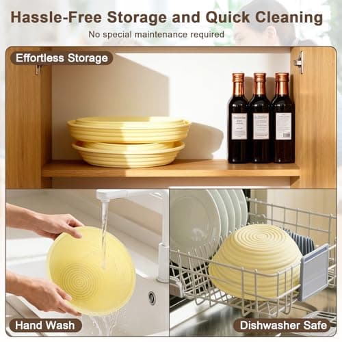 JOCXSPI Silicone Sourdough Starter Kit, Upgraded & Thickened 9" Round & 10" Oval Banneton Bread Proofing Basket, Foldable, Non-Stick Sourdough Basket with Bread Sling & Baking Supplies Tools - Thumbnail 6