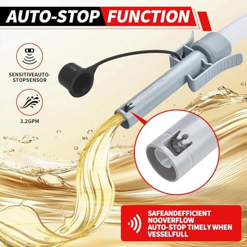 Wontolf Cordless Fuel Transfer Pump Battery Powered with Auto-Stop, Electric Fuel Pump with Storage Bag, Portable Gas Can Pump, Gasoline Gas Oil Transfer Pump, 3.2GPM & 51" Hose & 4 Adapters - Thumbnail 3