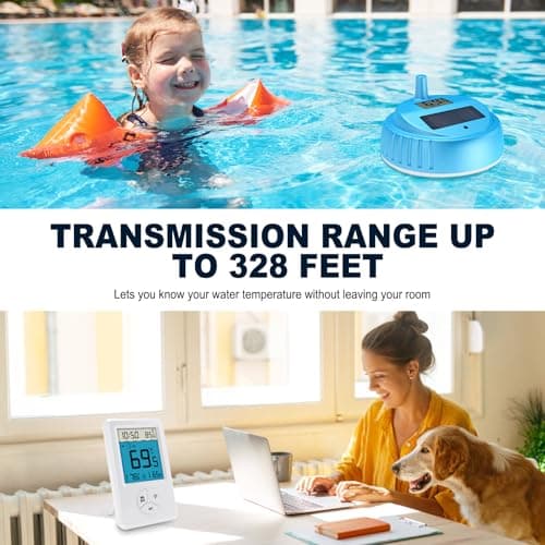 Pool Thermometer Floating Easy Read, Digital Wireless IPX8 Waterproof Thermometer with Indoor Temperature for Swimming Pool, Hot Tub Spa, Cold Plunge, Fish Tanks, Indoor Monitoring - Thumbnail 3