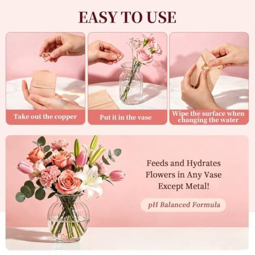 Fresh Cut Flower Food Alternative - Eco Friendly Copper Charm for Floral Arrangements, Keeps Water Clean and Clear, Reusable Vase Accessory for Fresh Cut Flower & Indoor Plant, Gift for Women (1 Pack) - Thumbnail 5