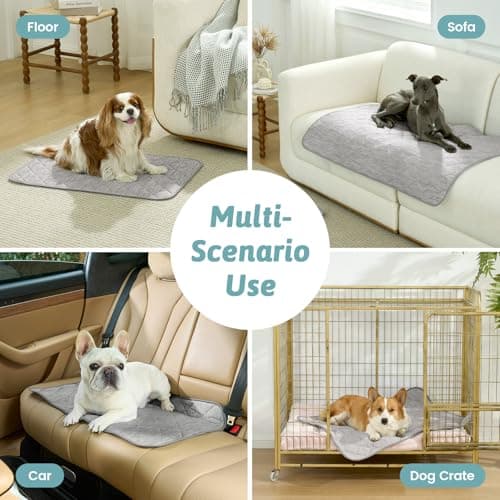 COZY KISS Dog Cooling Mat 32"x44" Q-Max>0.4, Waterproof Pet Cooling Pad, Leakproof & Non-Slip Dog Bed Cover, Washable Cooling Blanket for Medium Dogs, Crate, Sofa, Floor(Gray) - Thumbnail 6