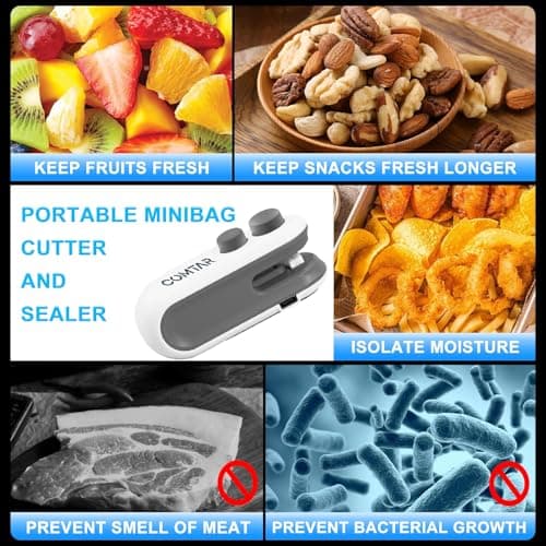 2in1 Mini Bag Sealer With Cutter And Magnet- Heat Seal & Cutter, Portable Handheld Chip Bag Sealer for Snacks, Candies & Food Storage (White, 1 PACK) - Thumbnail 5