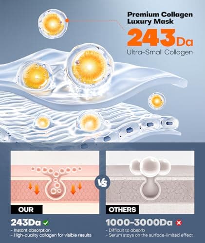 Radiant Glow Collagen Face Mask - Real Deep Overnight Face Masks Skincare with Hyaluronic Acid, Galactomyces Ferment & Vitamin E, Facial Mask for Hydrating, Firming, Plumping & Anti-Aging - 34g x 5ea - Thumbnail 2